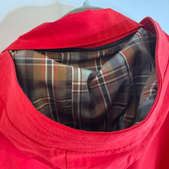 Pendleton Red Waterproof Hooded Plaid Lined Rain Jacket sz L - Picture 4 of 13